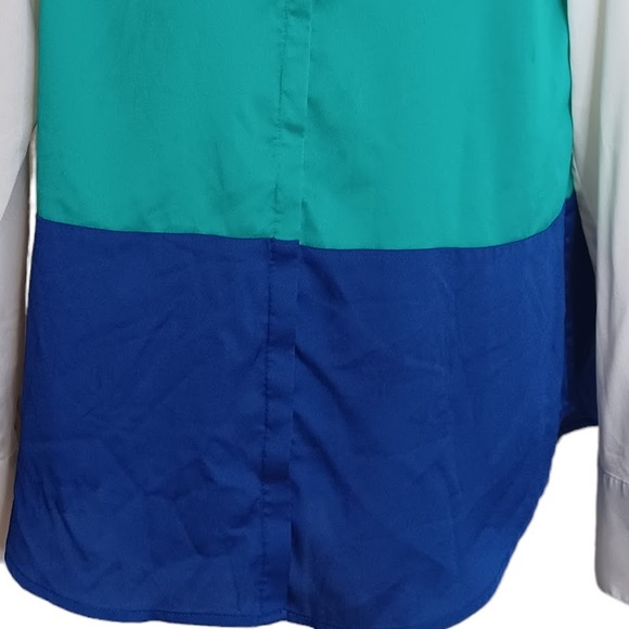 Ann Taylor Womens Blouse Size 10 Color Block Hidden Buttons Office Career Chic - Picture 4 of 7